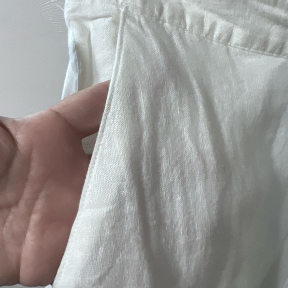 NEW Cynthia Rowley Women’s 100% Linen Pants White/ Yellow Wide Leg Ankle Size L - Picture 4 of 4
